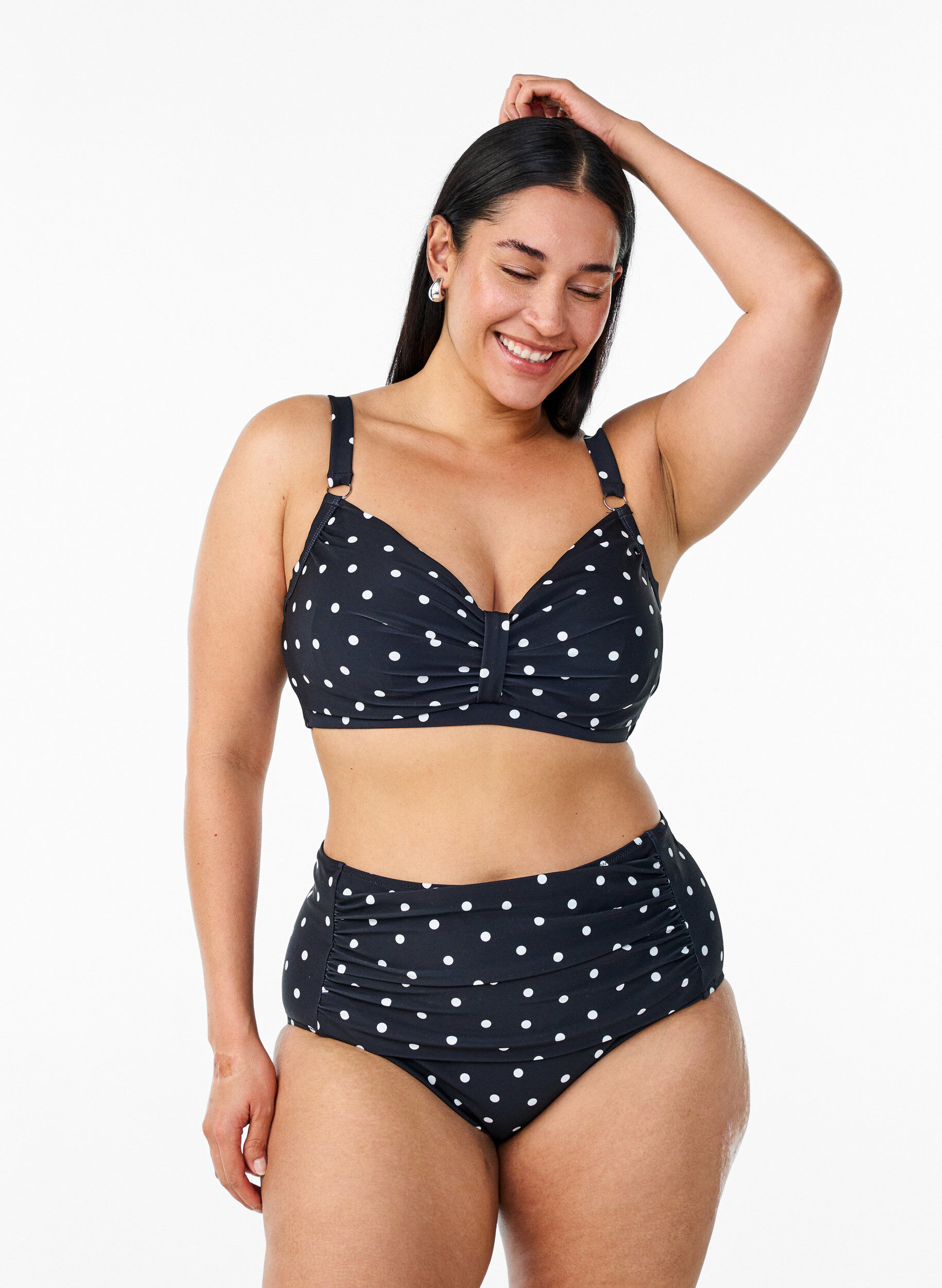 ZizzifashionBikini top with underwire and pattern, Black, Model image number 1