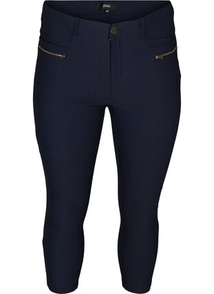 Close-fitting capri trousers in viscose blend, Night Sky, Packshot image number 0