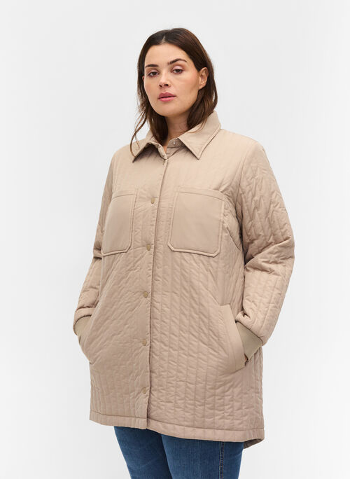 Quilted jacket with chest pockets and a collar