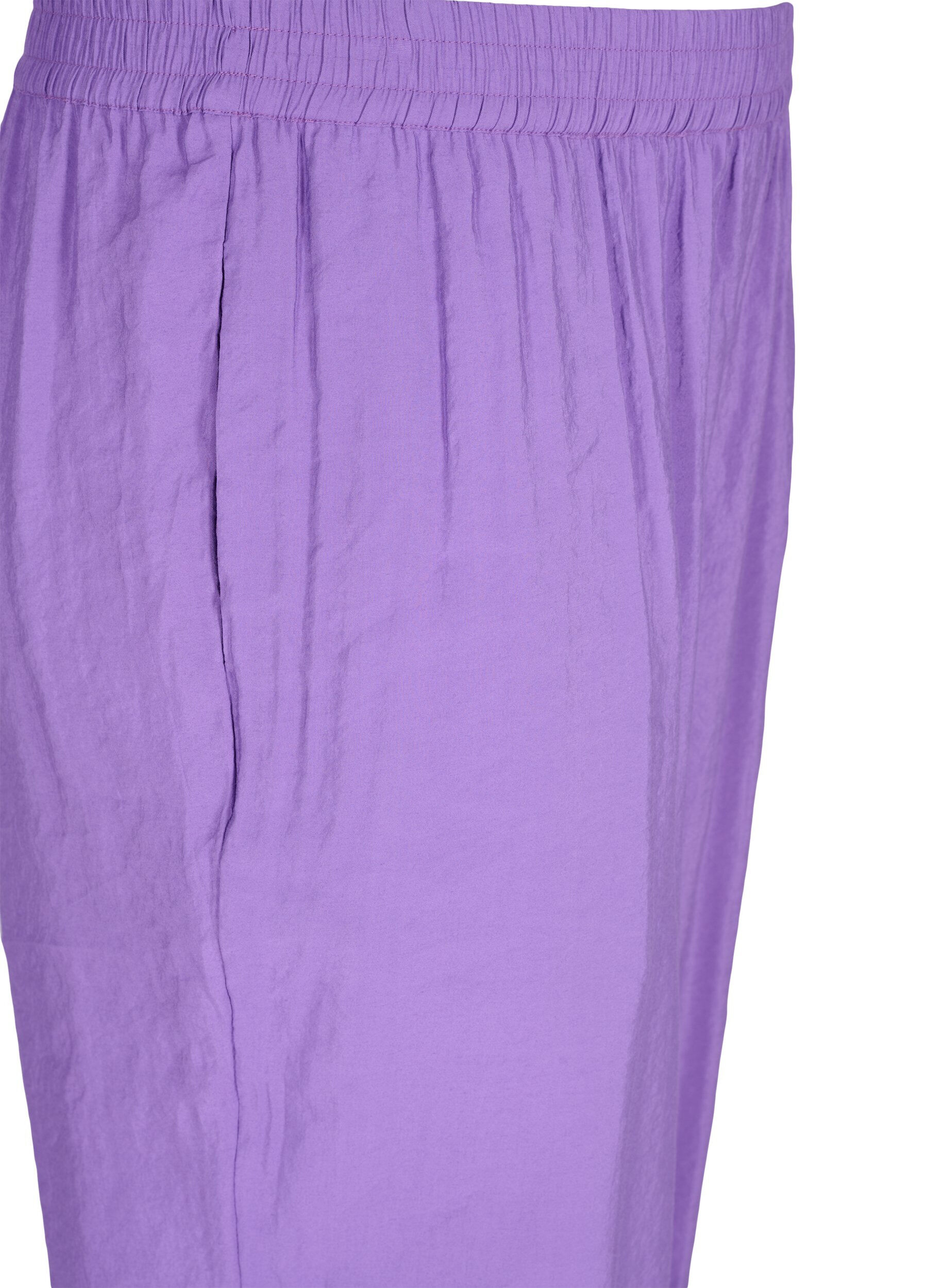 Zizzifashion Loose viscose blend trousers with elastic trim, Royal Lilac, Packshot image number 2