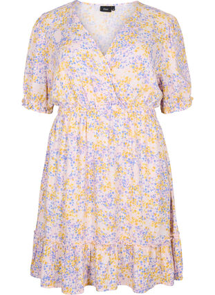 Floral viscose dress with short sleeves, Rose Ditsy AOP, Packshot image number 0
