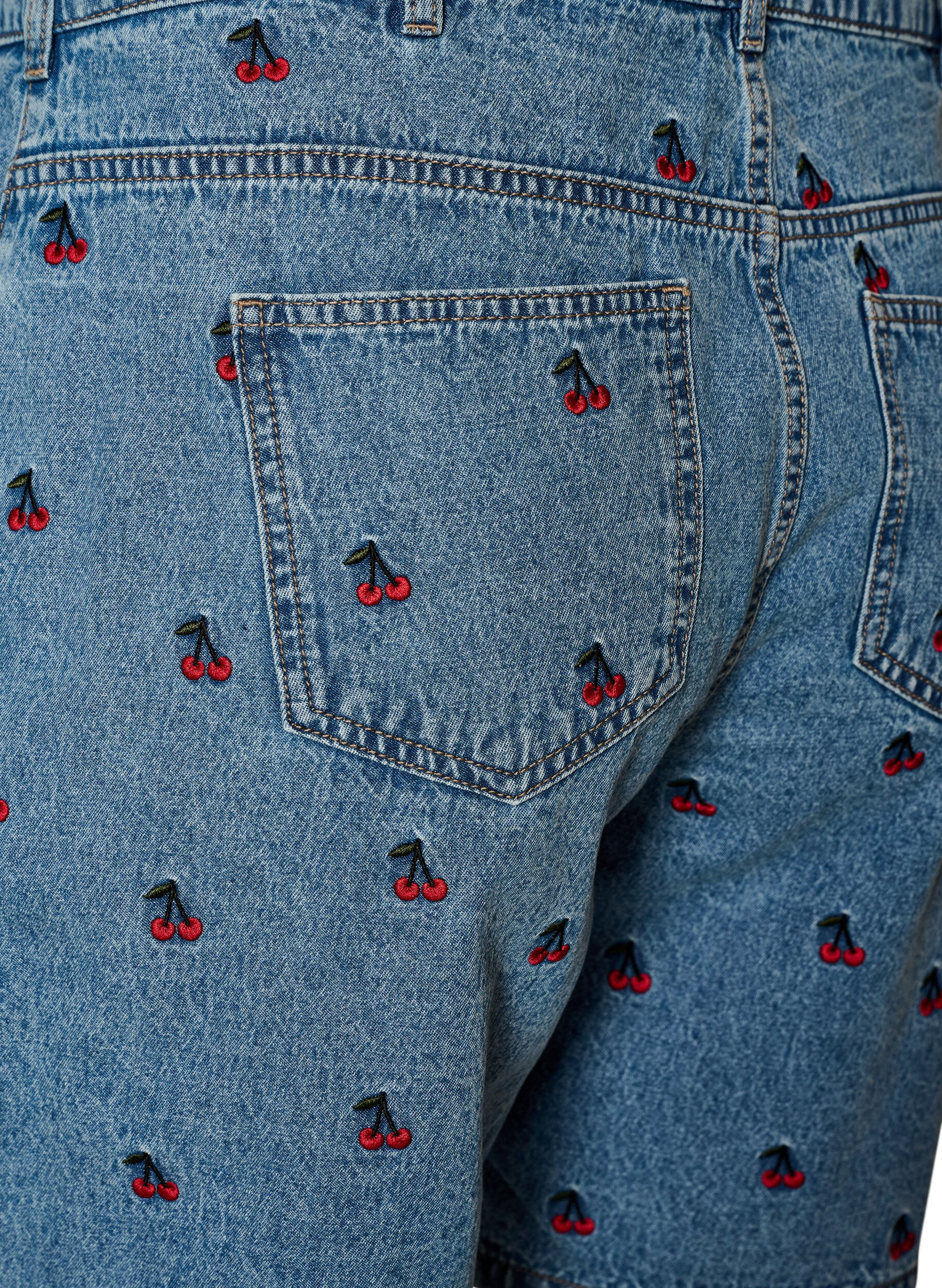 ZizzifashionEmbroidered denim shorts, Light Blue, Packshot image number 3