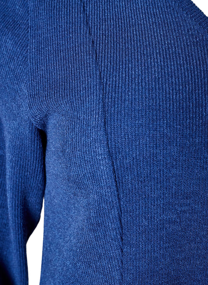Jersey blouse with a ribbed texture and an A-line fit, Blue, Packshot image number 3
