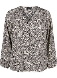 Shirt blouse with v-neck and print