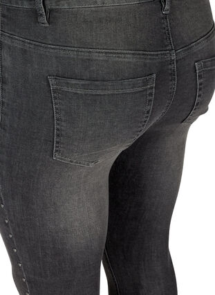 High-waisted Amy jeans with studs in the side seams, Dark Grey Denim, Packshot image number 3