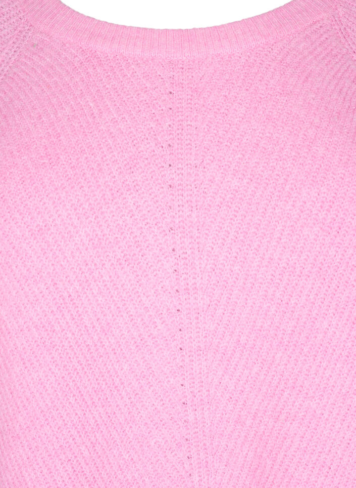Knitted blouse with round neck, Begonia Pink Mel., Packshot image number 2