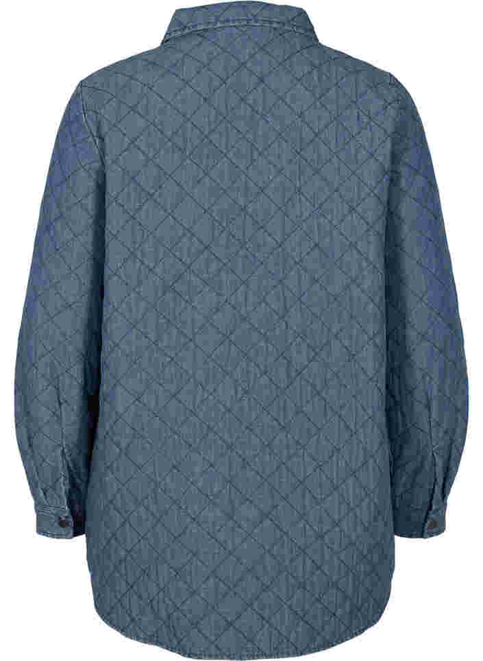 Jacket with pattern, buttons and pockets, Blue denim, Packshot image number 1