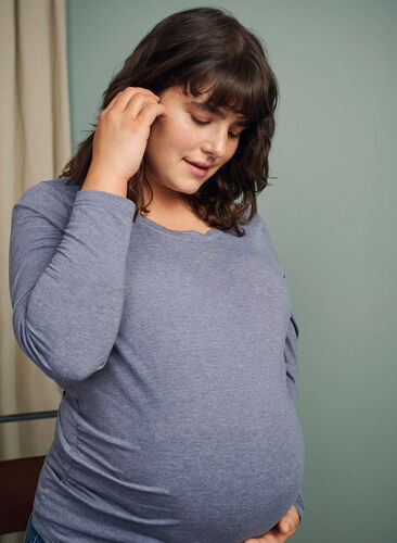 Basic maternity blouse with long sleeves, Nightshadow Blue, Image image number 0