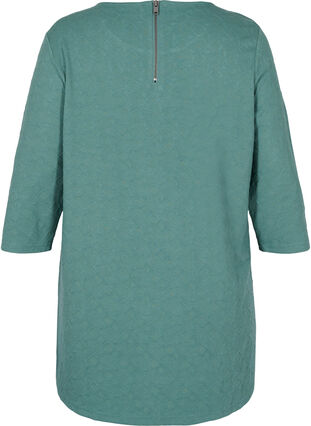 Long blouse with crew neck and 3/4 sleeves, Sagebrush Green, Packshot image number 1