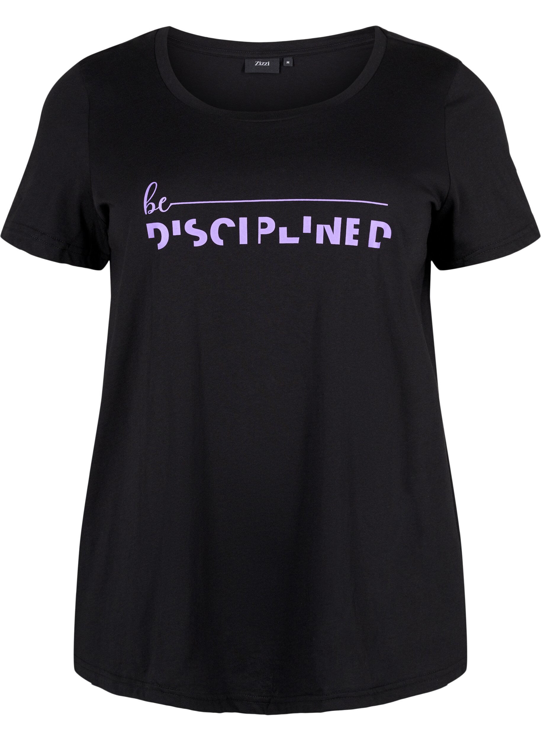 Zizzifashion Sports t-shirt with print, Black w. Disciplined, Packshot image number 0