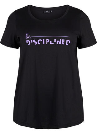 Sports t-shirt with print, Black w. Disciplined, Packshot image number 0