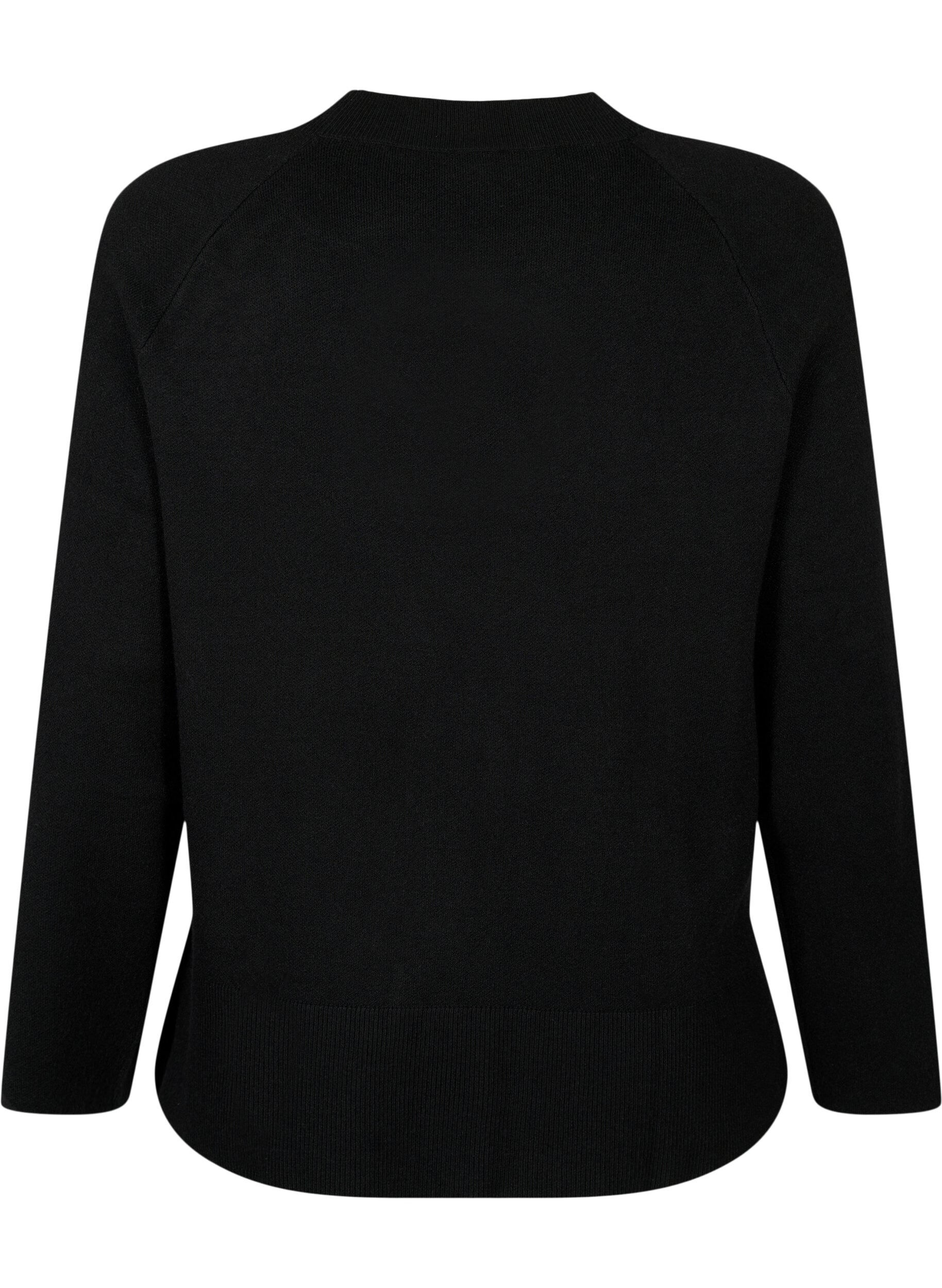 Zizzifashion Viscose blend pullover with side slit	, Black, Packshot image number 1