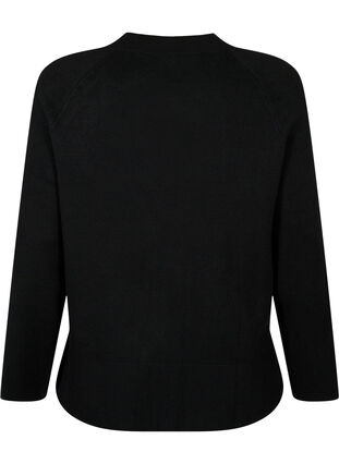 Viscose blend pullover with side slit	, Black, Packshot image number 1