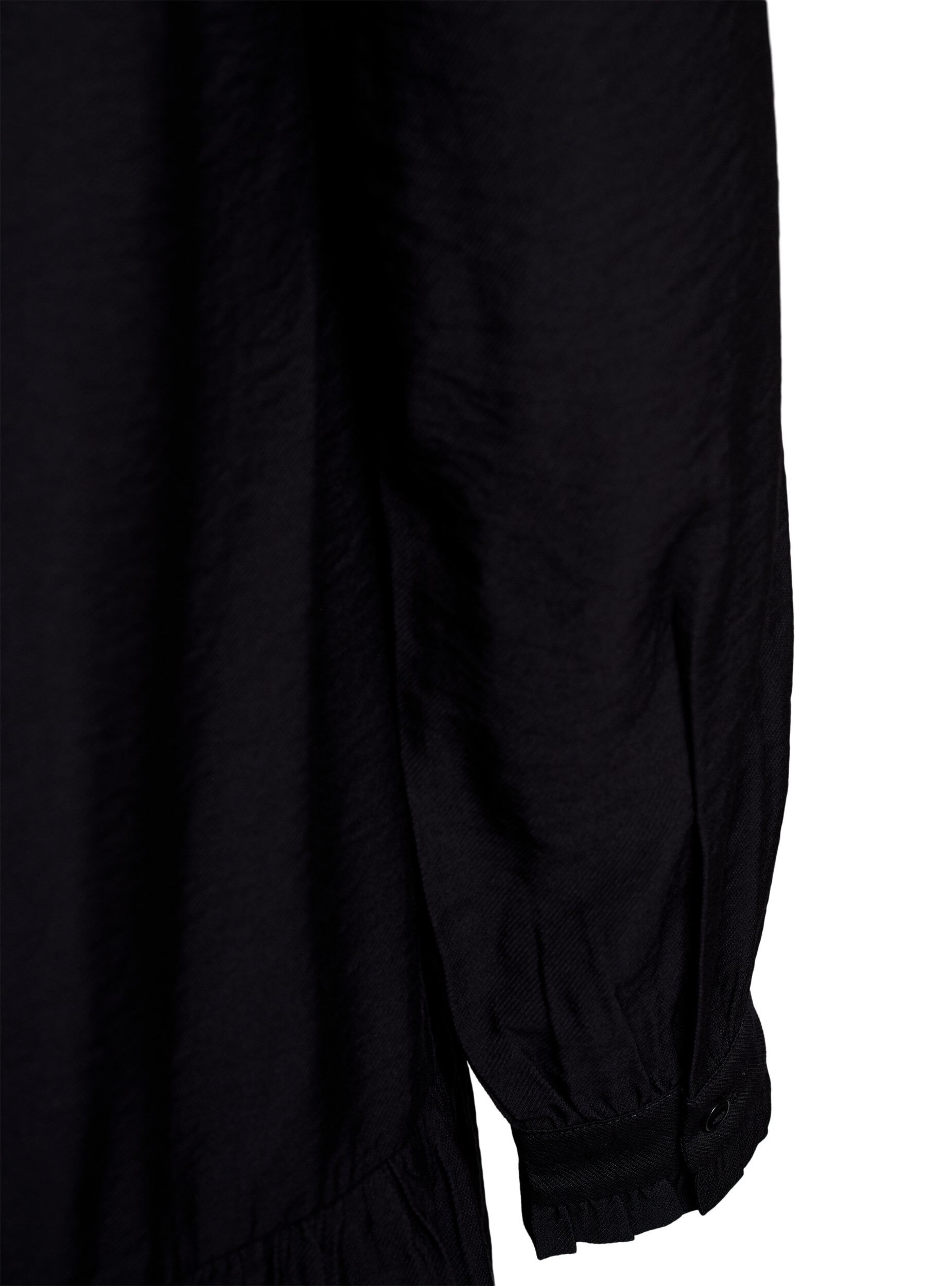 Zizzifashion Short A-line dress with ruffles, Black, Packshot image number 3