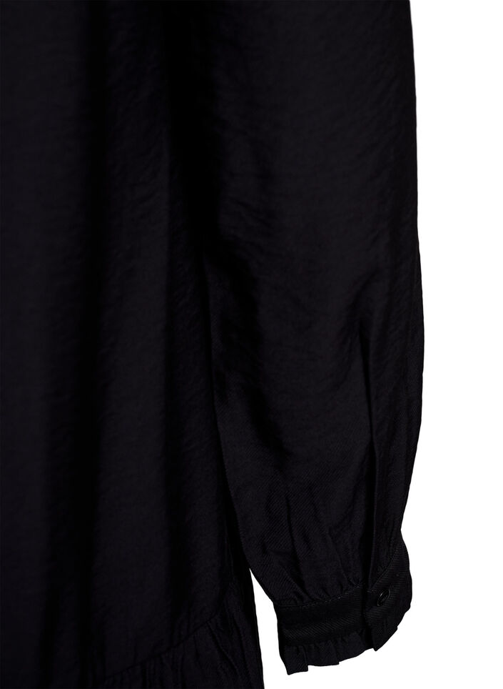 Short A-line dress with ruffles, Black, Packshot image number 3
