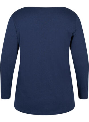 Long-sleeved cotton blouse with mesh, Navy Blazer, Packshot image number 1