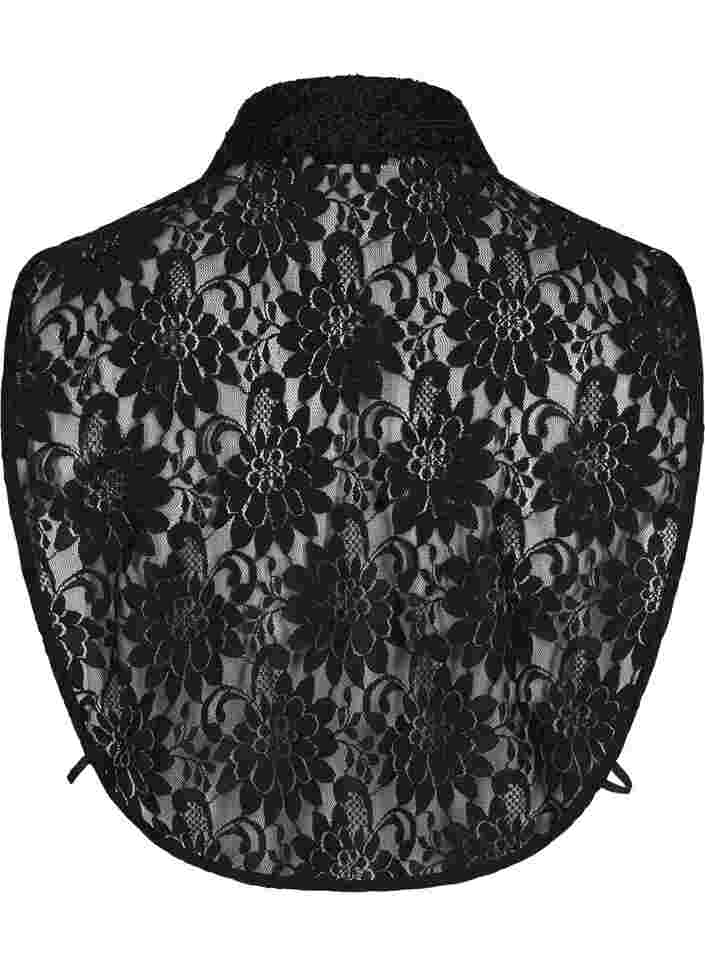 Detachable collar in lace material, Black, Packshot image number 1