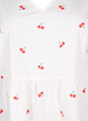 Dress with cherry print and a-shape, B. White/Cherry, Packshot image number 2