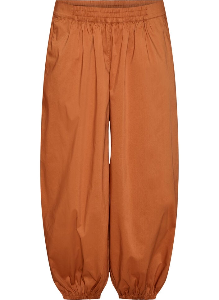 Balloon trousers with pockets and an elasticated waistband, Brown, Packshot image number 0