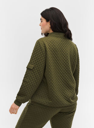 Quilted sweatshirt with zip, Ivy Green, Model image number 1