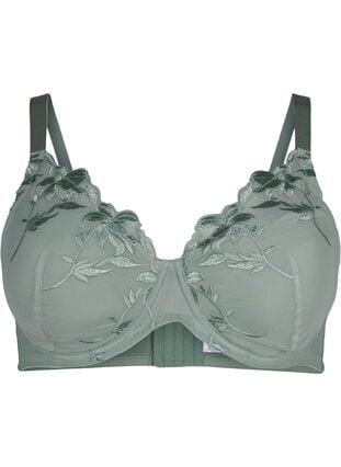 Padded underwire bra with embroidery, Iceberg Green, Packshot image number 0
