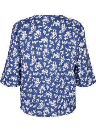 Floral nightshirt with 3/4 sleeves, V. Indigo Flower AOP, Packshot image number 1