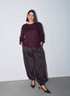 Blouse with vertical texture and glitter thread, Red, Model image number 1