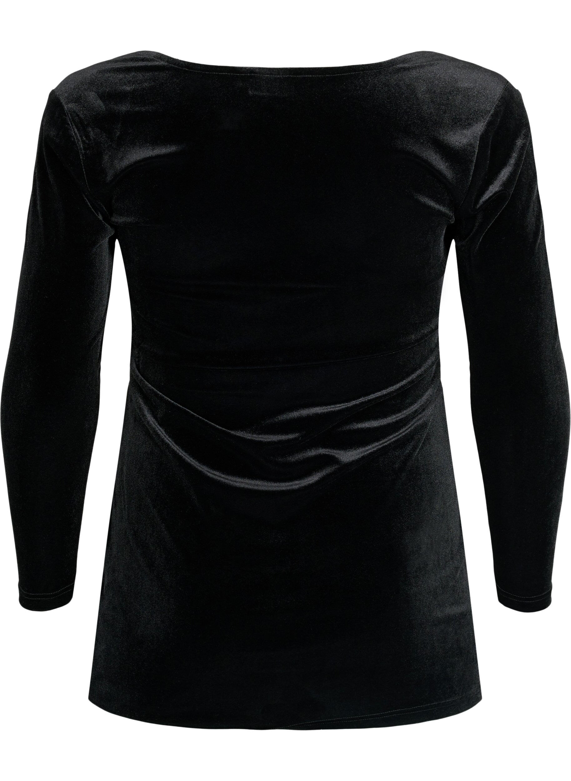 Zizzifashion Short velour dress with lace detail, Black, Packshot image number 1