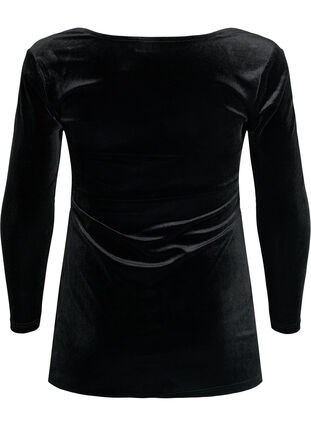 Short velour dress with lace detail, Black, Packshot image number 1