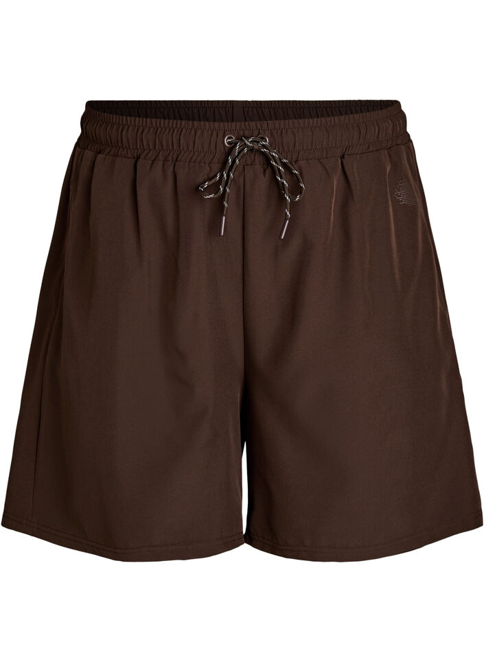 Training shorts with inner shorts and a phone pocket, Brown, Packshot image number 0