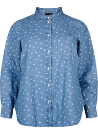 Floral denim shirt with chest pocket