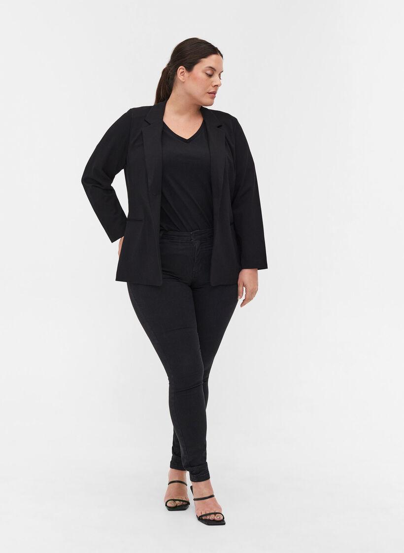 Simple blazer with button, Black, Model image number 2