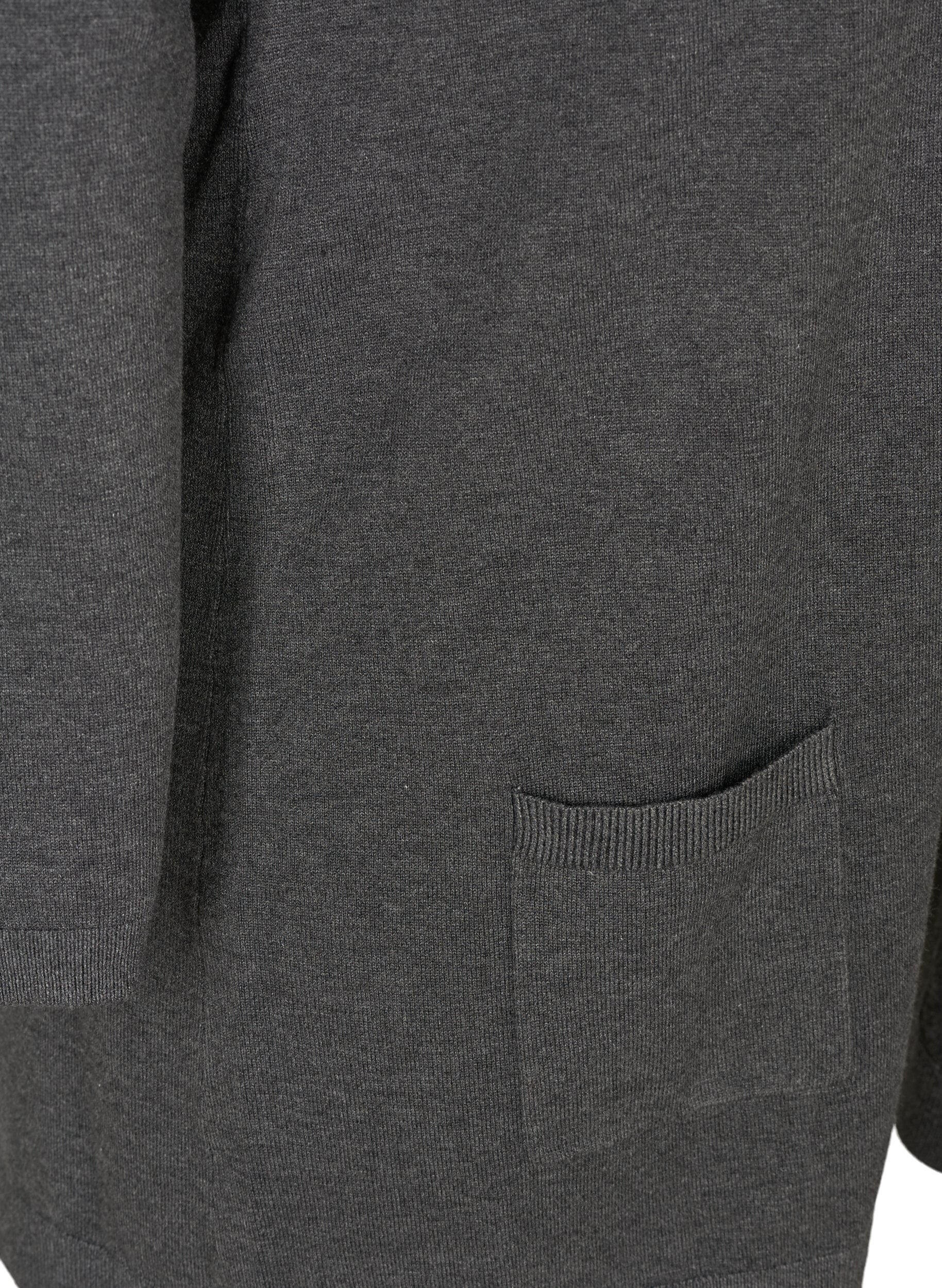 ZizzifashionLong knitted cardigan in a viscose blend, Dark Grey, Packshot image number 3