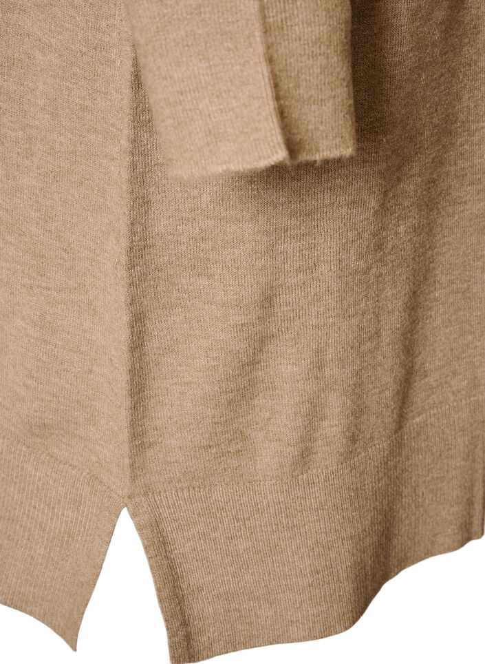 Short knitted dress with raglan sleeves and a centre seam, Beige, Packshot image number 3