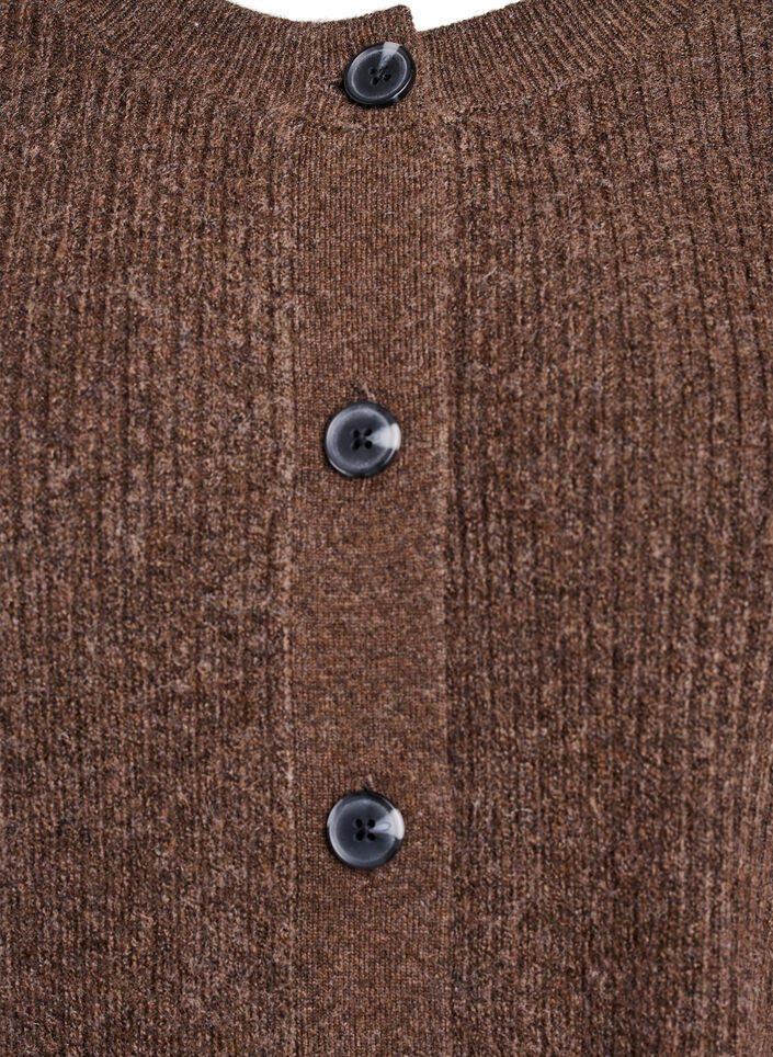 Rib knit cardigan with buttons, Brown, Packshot image number 2