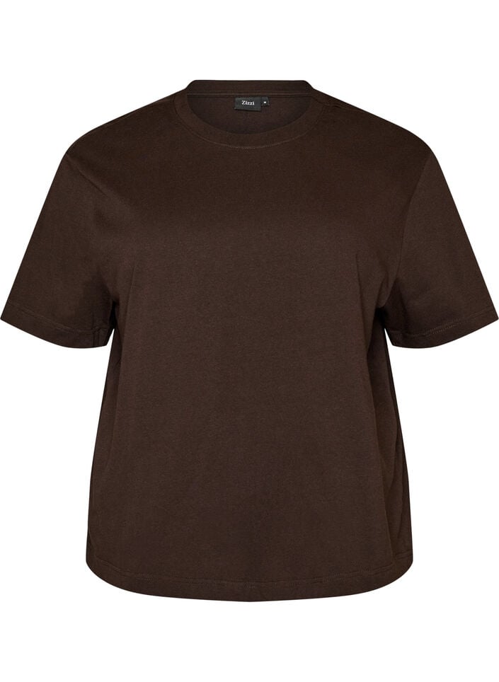 Boxy cotton T-shirt, Brown, Packshot image number 0