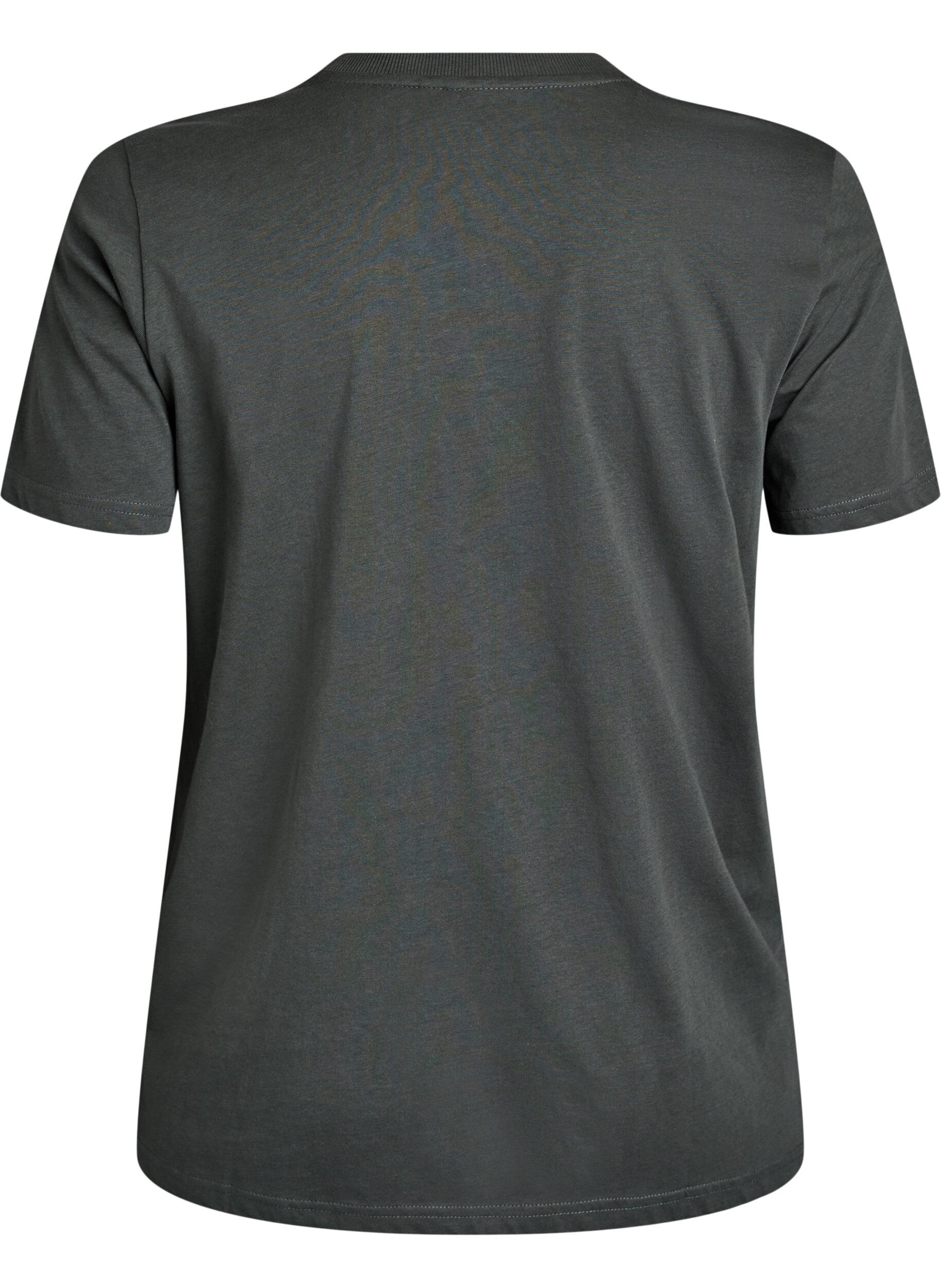 ZizzifashionBasic cotton T-shirt with round neck, Green, Packshot image number 1