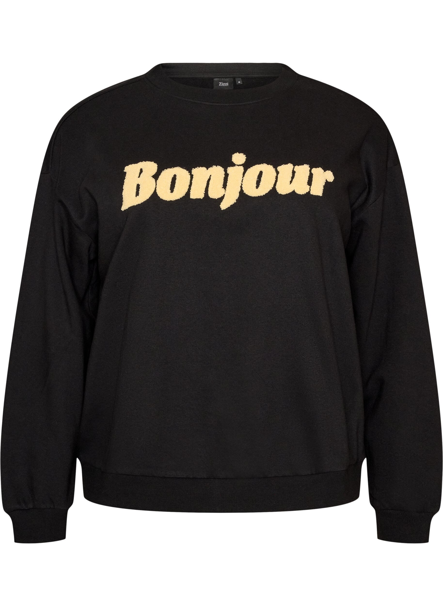 Sweatshirt with boucl&eacute; text motif