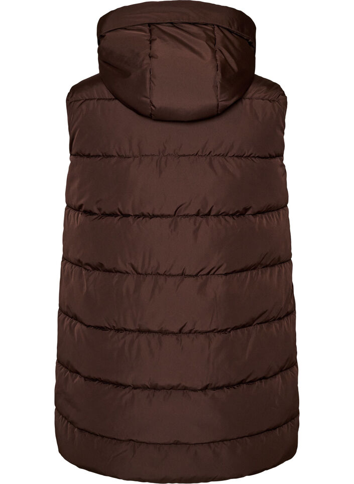 Long vest with hood and pockets, Brown, Packshot image number 1