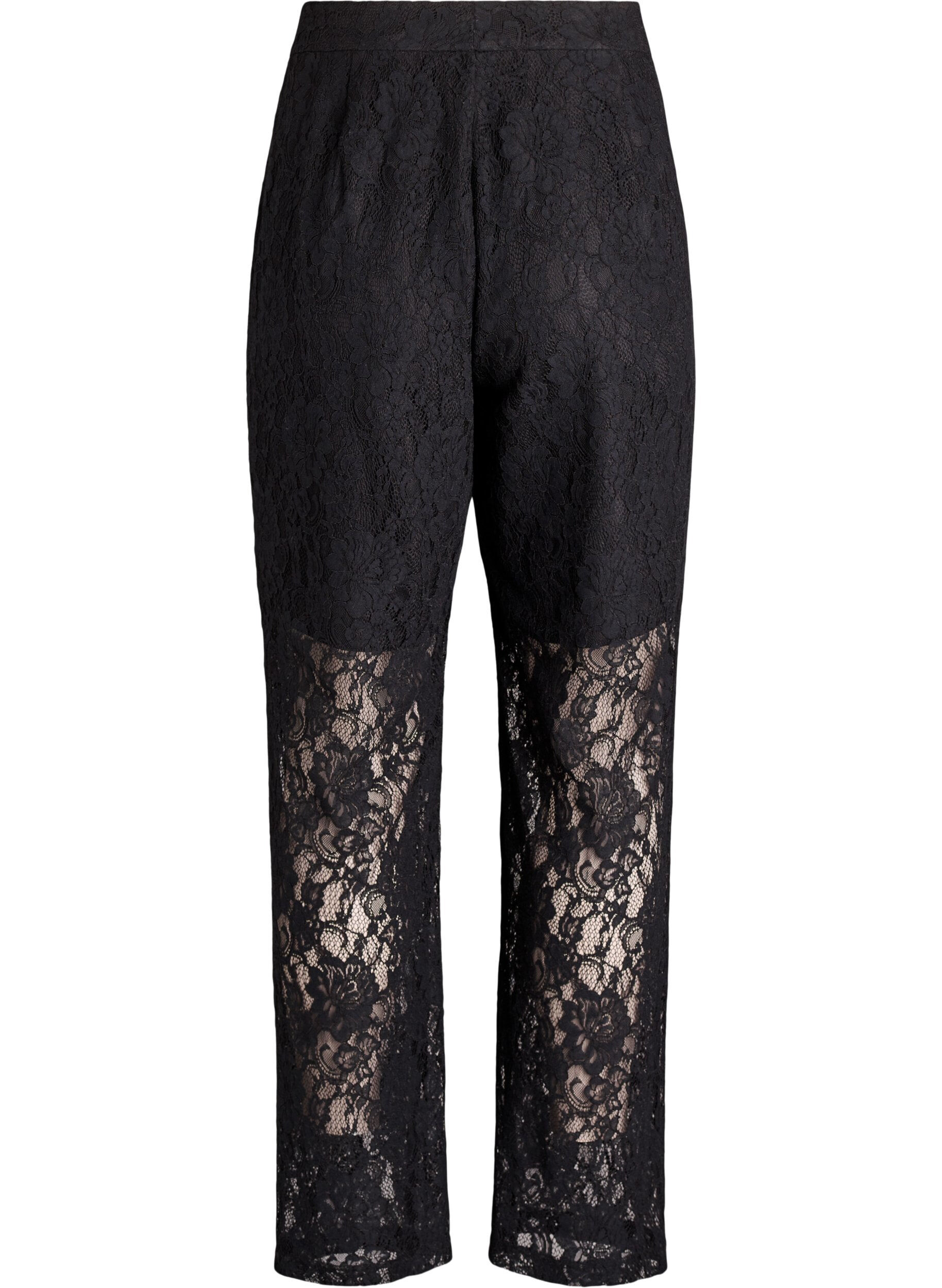 Zizzifashion High-waisted lace trousers, Black, Packshot image number 1