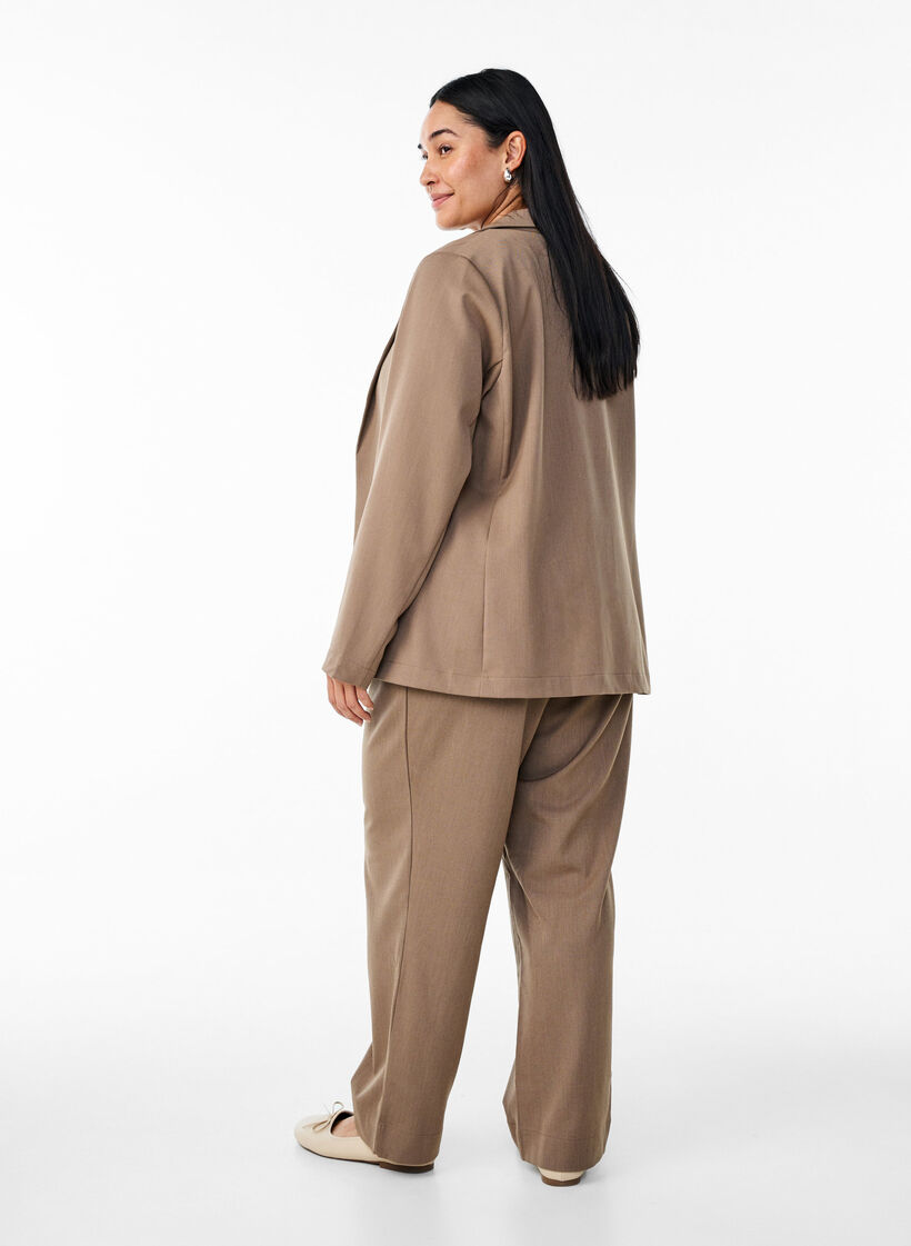 Loose trousers with high waist, Brown, Model image number 1