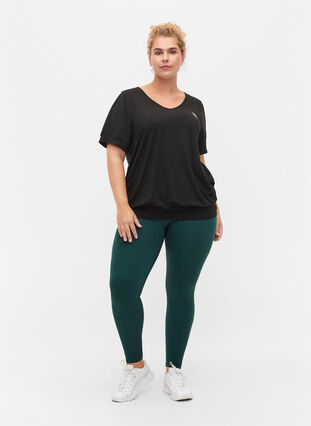 Workout leggings with ribbed structure - Green - Sz. 42-60 - Zizzifashion