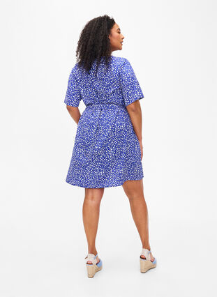 FLASH - Short sleeve dress with belt, Surf the web Dot, Model image number 1