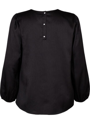 Long sleeved blouse with round neck, Black, Packshot image number 1
