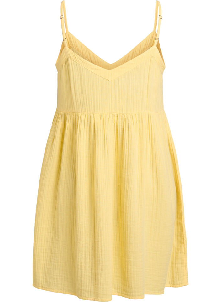 Cotton beach dress with narrow straps, Yellow, Packshot image number 1