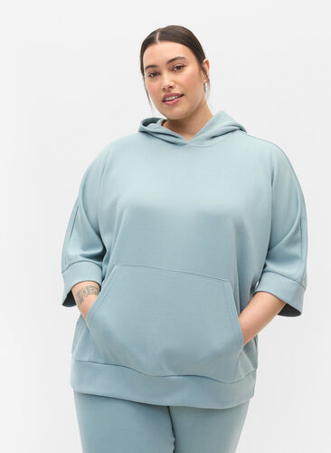 Hooded sweatshirt and 3/4 sleeves, Slate, Model image number 0