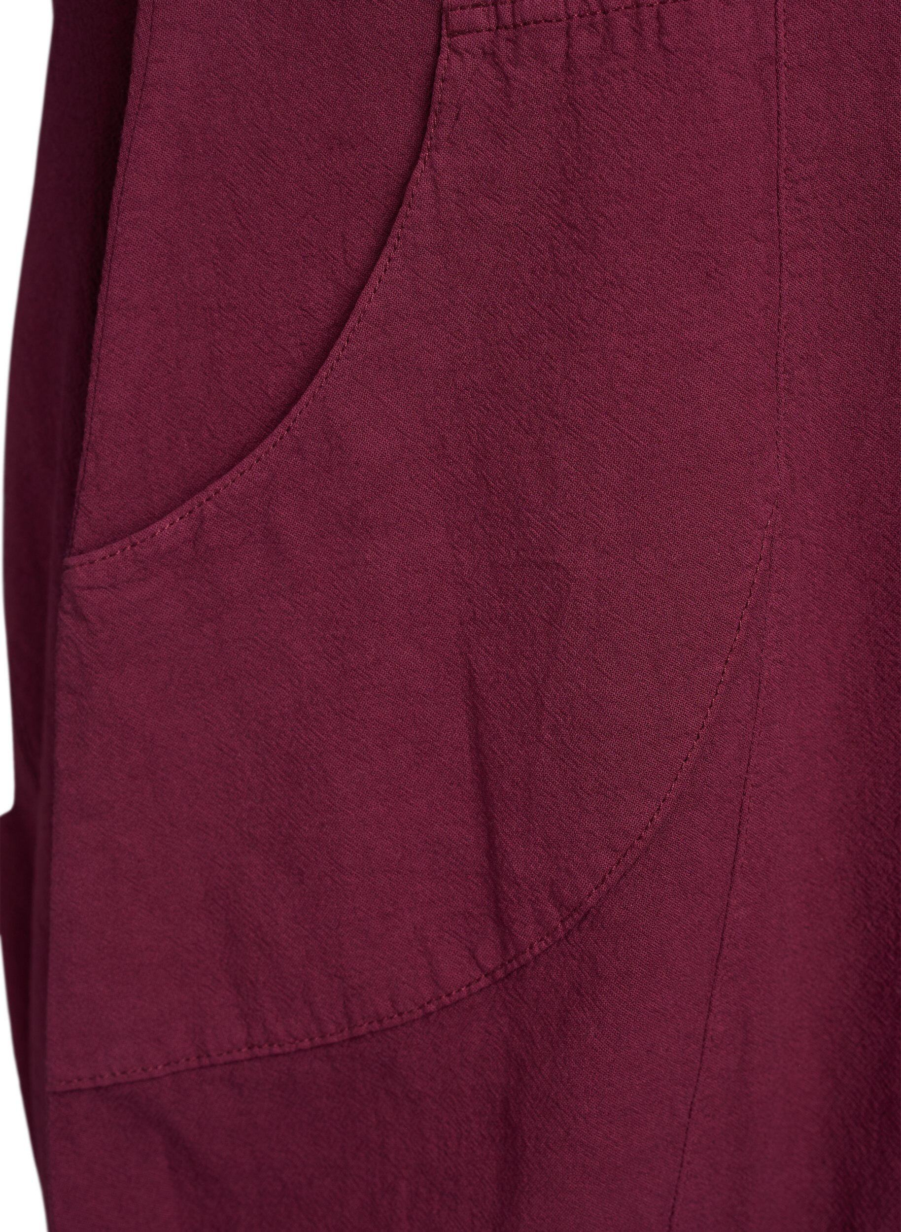 ZizzifashionShort sleeve cotton dress, Dark Bordeaux, Packshot image number 3
