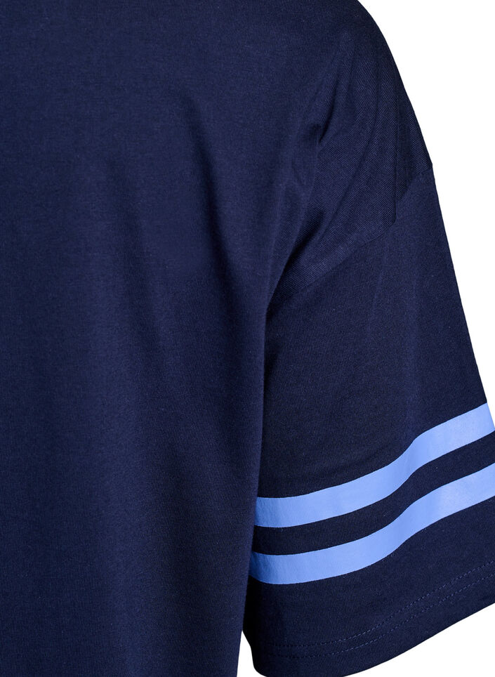 Sporty oversized college T-shirt, Blue, Packshot image number 3