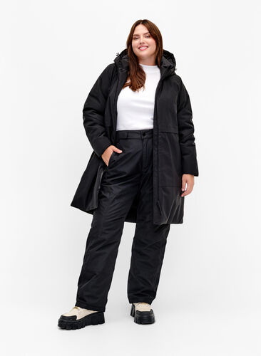 Winter jacket with adjustable waist, Black, Model image number 3