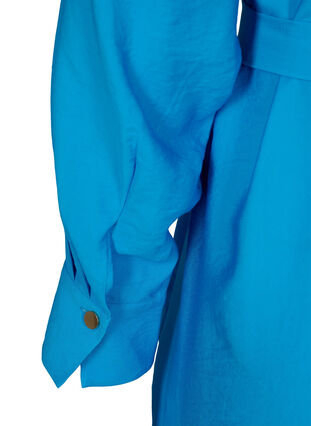 Viscose shirt dress with tie-belt, Dresden Blue, Packshot image number 3